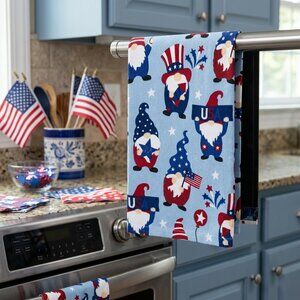 USA Gnomes Kitchen Towel Patriotic Holiday Gift Keepsake 4th of July